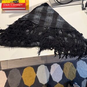 Womens Black Gray Glitter Scarf/Headscarf
